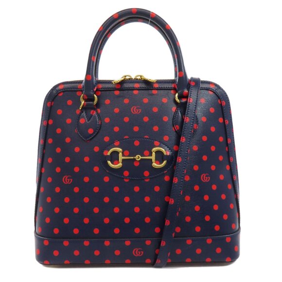 Gucci 620850 Horsebit Polka Dot Handbag Leather Women's GUCCI Bags